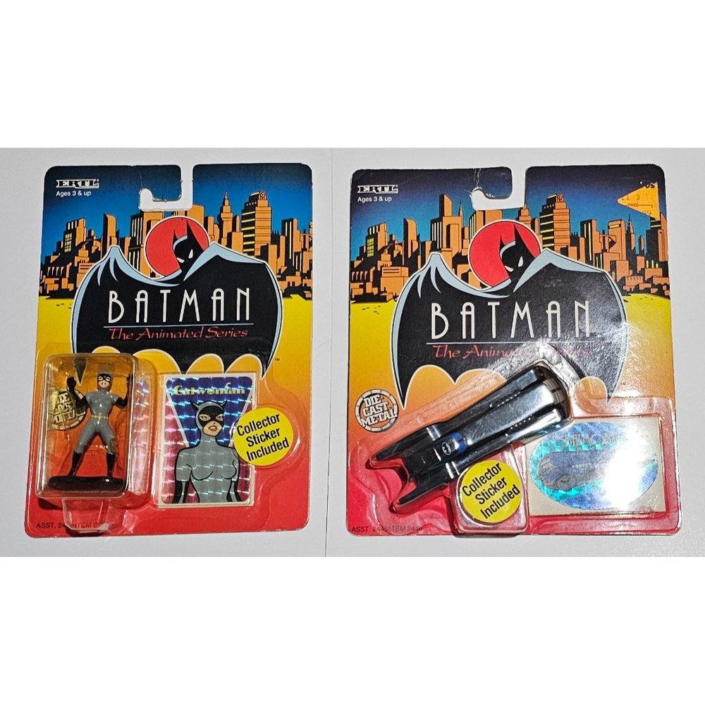 Vintage Lot of 2 ERTL‎ 1993 Batman: TAS #5 1:64 Diecast Batomobile n Catwoman